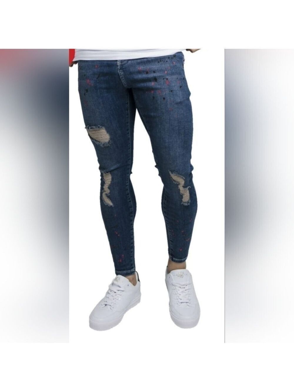 SikSilk Men's Skinny Distressed Riot Flight Denims Size 38 / XXL - New With Tags